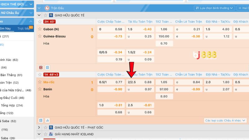 Hướng dẫn các bước chơi kèo chấp 2–2.5 trên BJ888